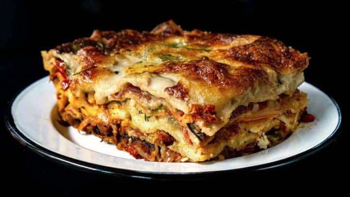 Lasagne aux légumes rôtis et basilic