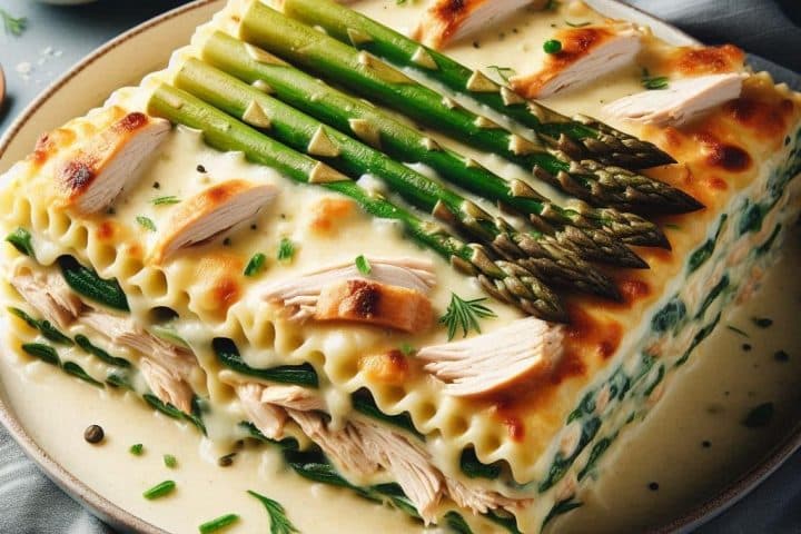 Lasagne au poulet et asperges